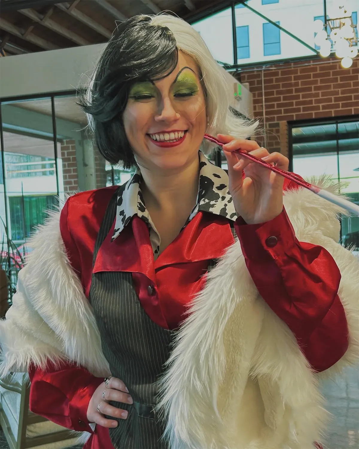 Maddie dressed as Cruella de Vil for Halloween 2023